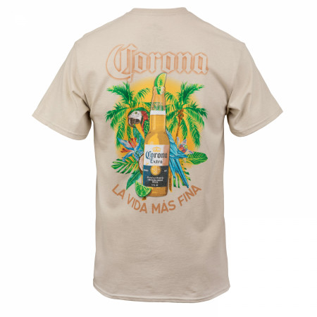 Corona Extra La Vida Mas Fina Bottle Front and Back Print T-Shirt